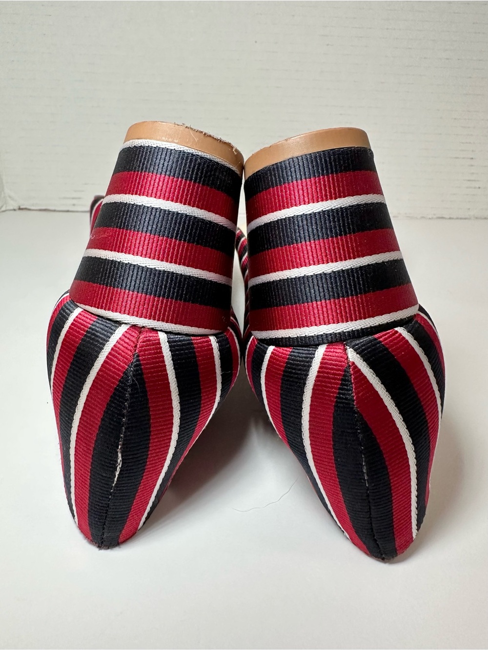 Talbots Women’s Red, White & Blue Stripe Kelsey Block Almond Toe Pumps- Size 8 - Picture 6 of 11